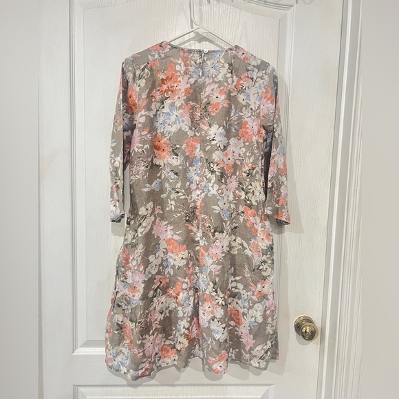 FINAL PRICE J. Jill Medium Love Linen Lagenlook Floral Caraway Ruffle Hem Dress - Picture 6 of 8